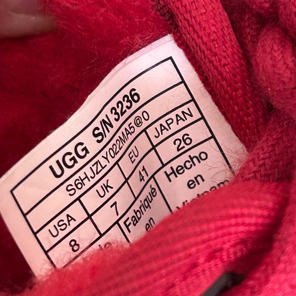 🩷UGG CLASSIC WINTER MINI BOOTS SLIPPERS RED NEUMEL BOOTS WINTER WOOL LINING - Picture 7 of 9